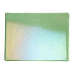Bullseye Glass Light Green Transparent, Rainbow Iridescent, Thin-rolled, 2mm COE90