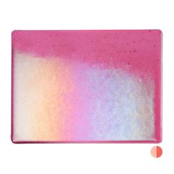 Bullseye Glass Light Pink Transparent, Rainbow Iridescent, Thin-rolled, 2mm COE90