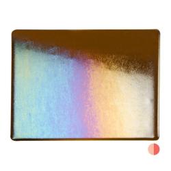 Bullseye Glass Sienna Transparent, Rainbow Iridescent, Thin-rolled, 2mm COE90