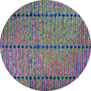 CBS Dichroic Coating Green/ Magenta Blue 3/4 Stripes Pattern on Black Ripple Glass COE96