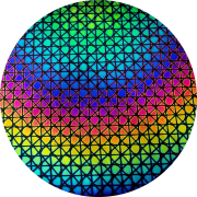 CBS Dichroic Coating Rainbow Geodesic Pattern on Thin Clear  Glass COE96