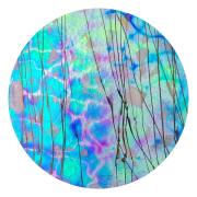 CBS Dichroic Coating Blue/ Gold Aurora Borealis Pattern on Bullseye White Fracture Streamers on Clear COE90