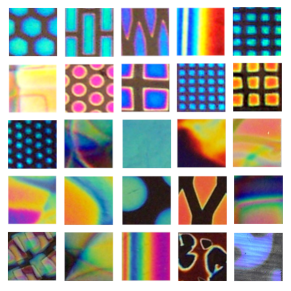 1/2 x 1/2 CBS Dichroic Patterned Squares on 2mm Thin Glass. Mixed Lot of 20 Squares Per Pack. COE90
