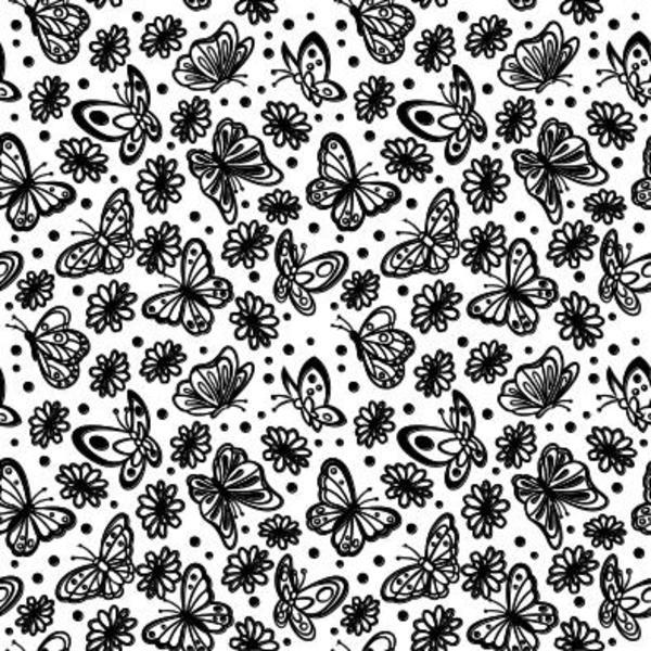 Etched Flowers and Butterflies Pattern