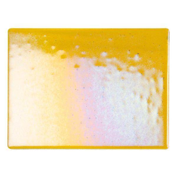 Bullseye Glass Dark Amber Transparent, Rainbow Iridescent, Thin-rolled, 2mm COE90