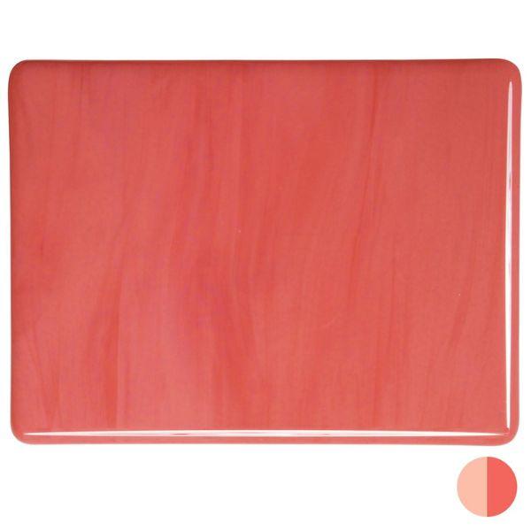Bullseye Glass Salmon Pink Opalescent, Thin-rolled, 2mm COE90