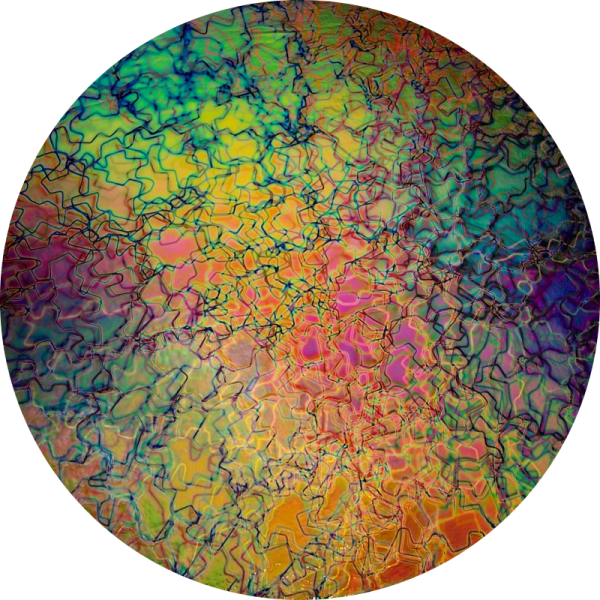 CBS Dichroic Coating Mixture Fusion Pattern on Thin Clear Glass COE90