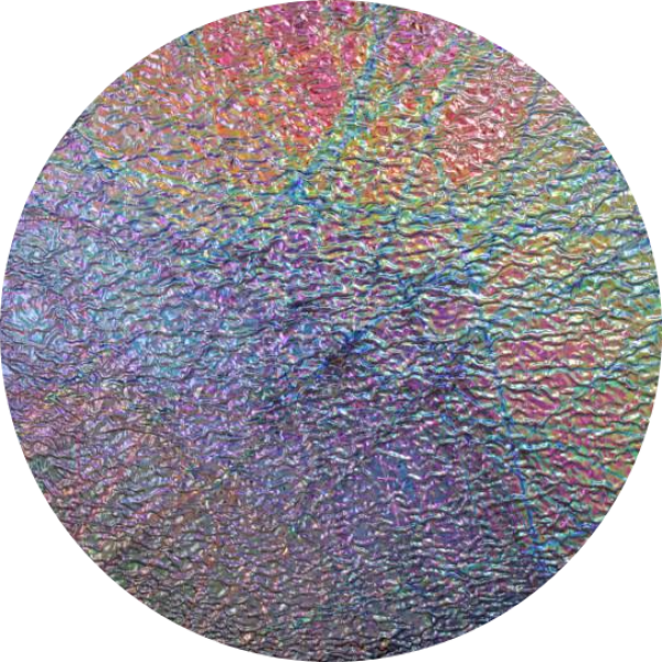CBS Dichroic Coating Mixture Pixie Stix Pattern on Clear Ripple Glass COE90