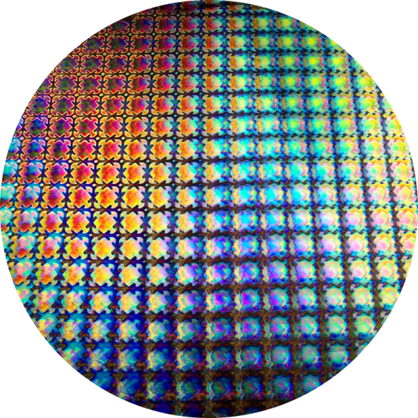CBS Dichroic Coating Mixture Puzzle Pattern on Thin Clear Glass COE90