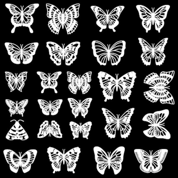 Etched Butterfly Silhouette Pattern