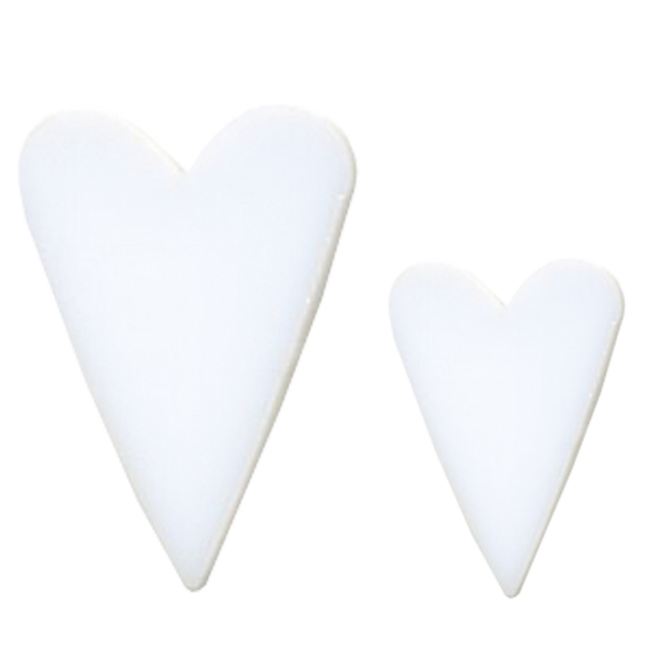 Precut Long Heart White Opalescent COE96