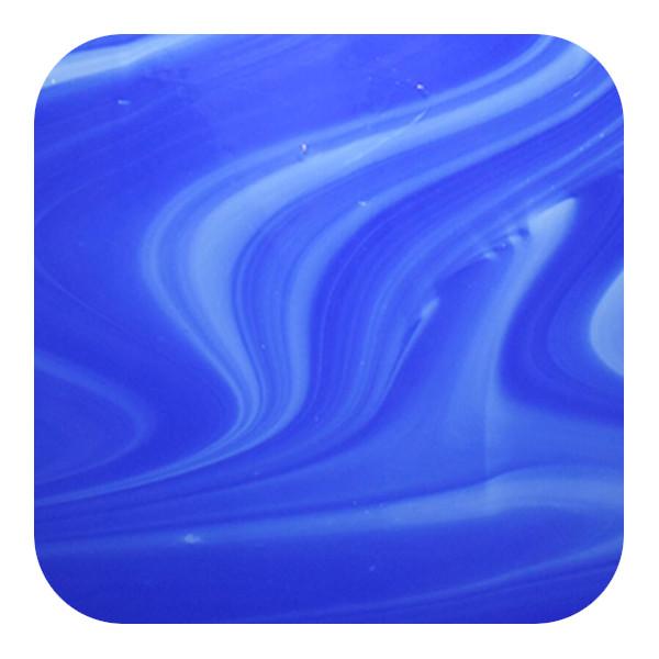 Spectrum Glass  Fusers' Reserve Medium Blue Opal, White Swirls COE96