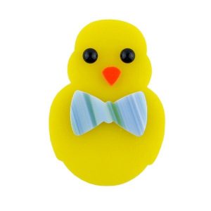 Yellow chick with bowtie glass precut in COE90 or COE96