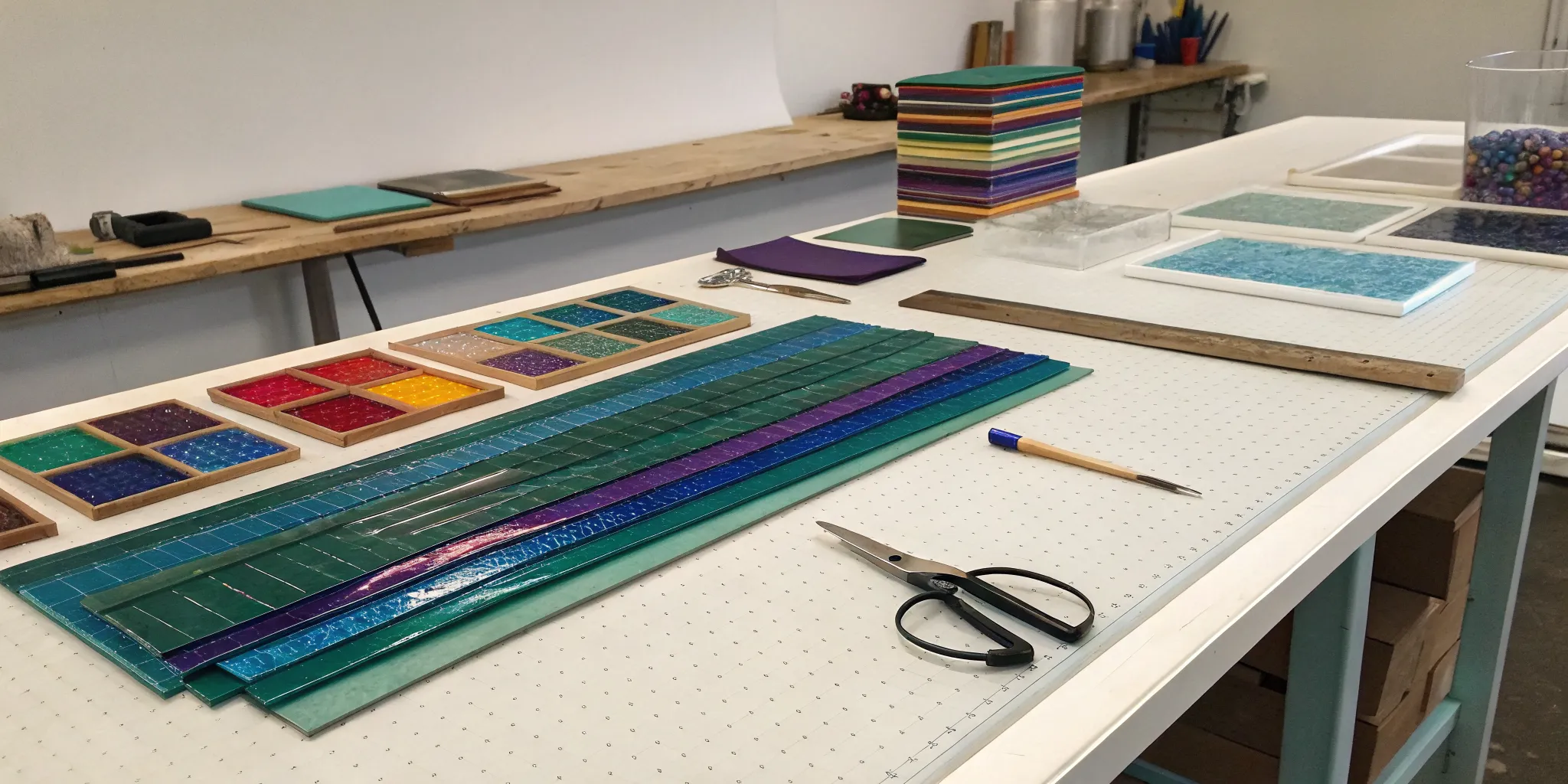 Dichroic glass pieces and tools for a tutorial on how to fuse glass for jewelry.