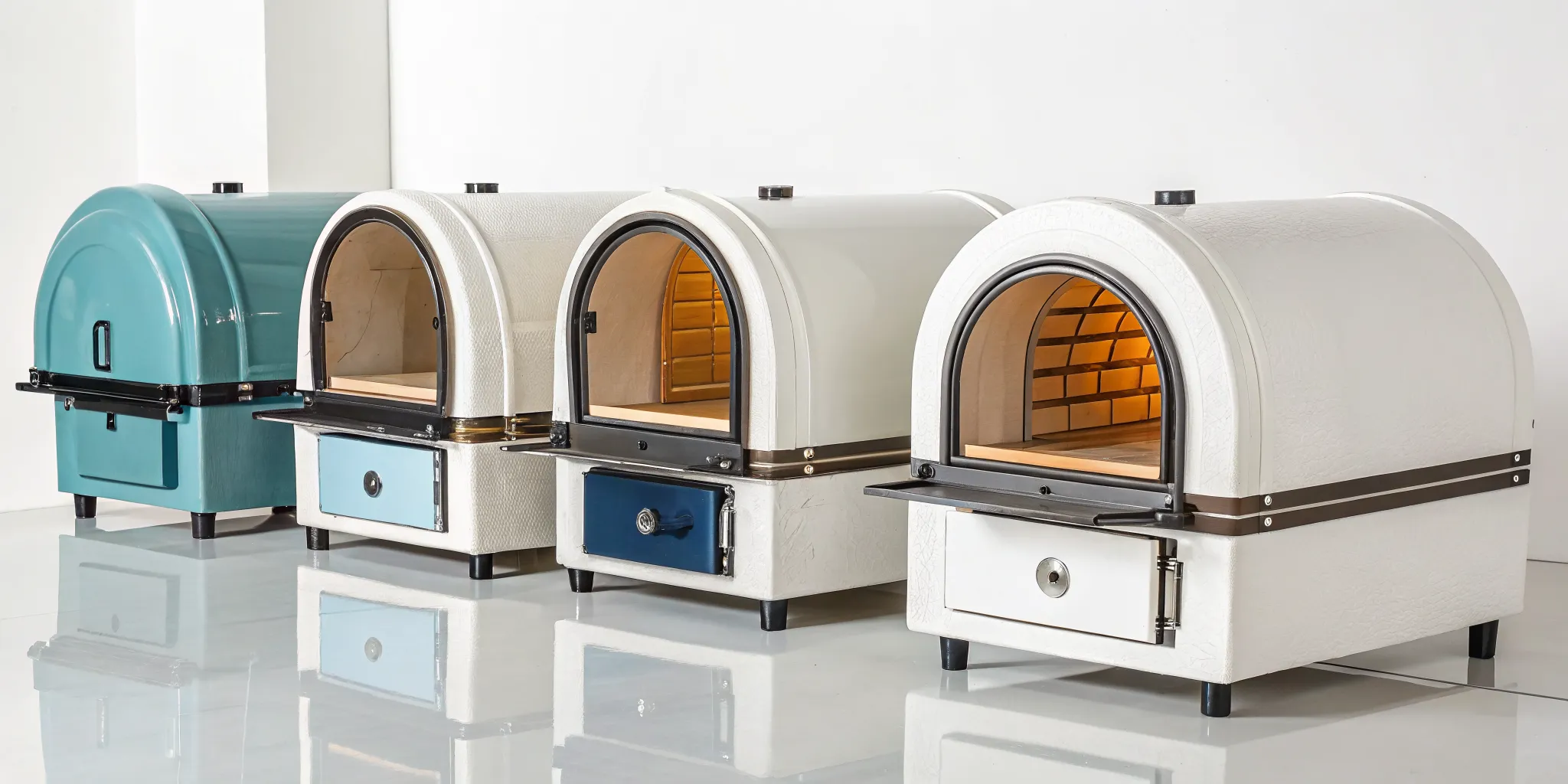 A collection of top-rated glass fusing kilns in various sizes for home studio reviews.