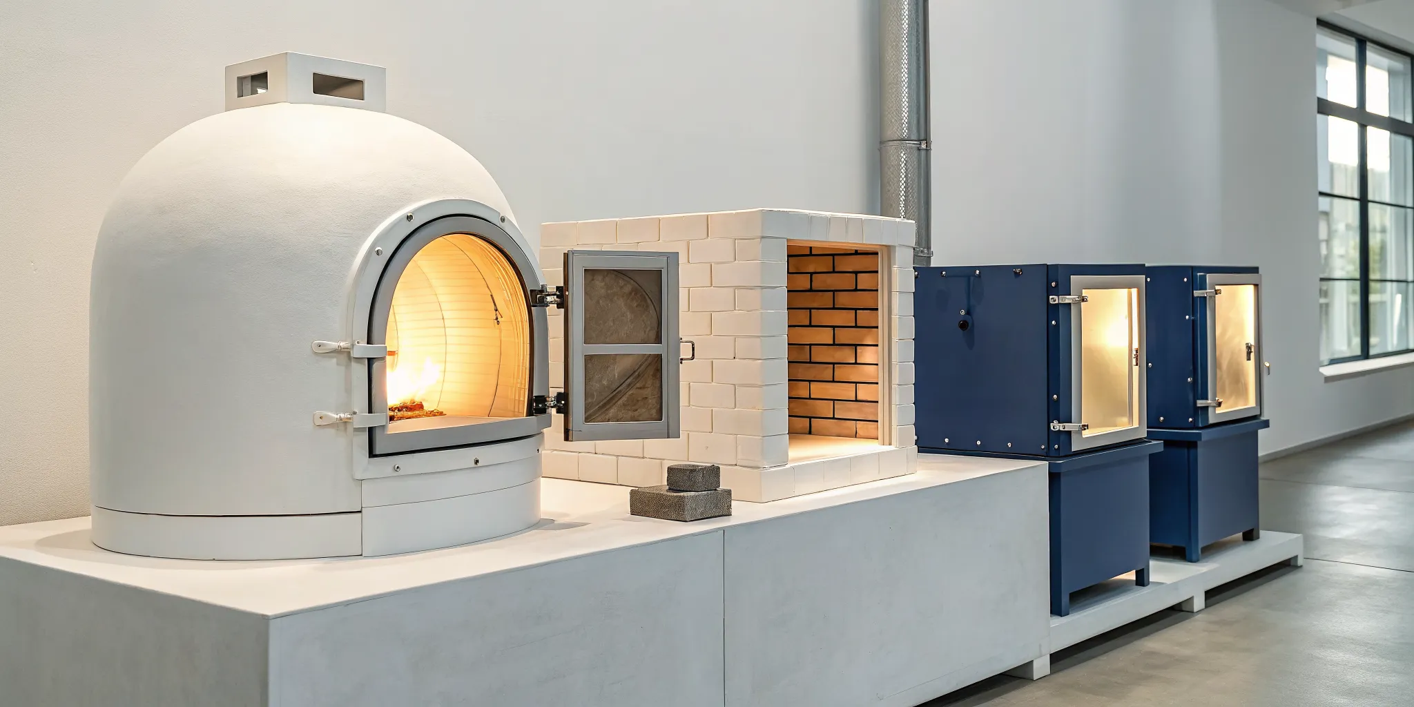 A lineup of Paragon glass fusing kiln models.