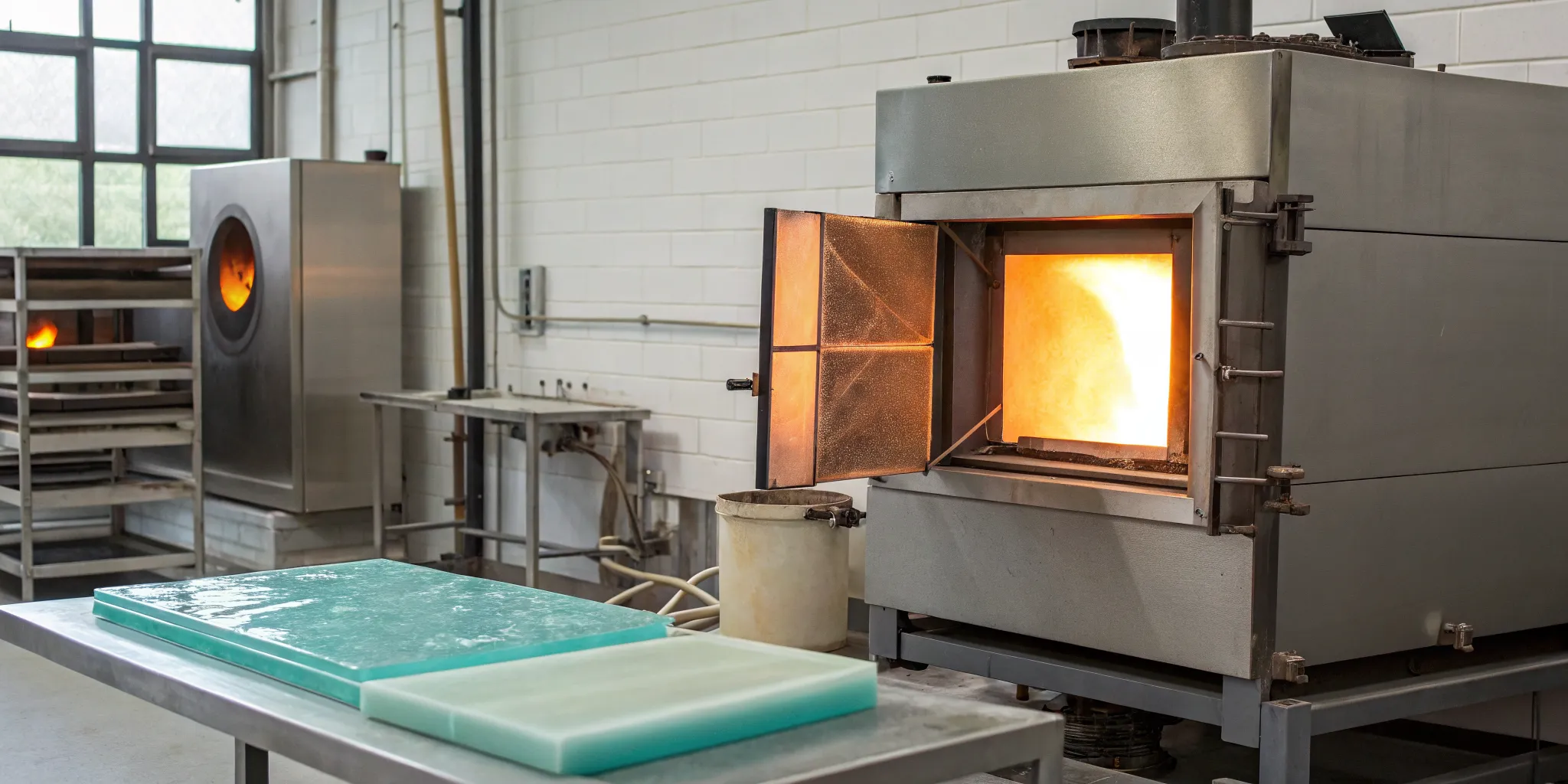 Glass slumping in a kiln, a process dependent on precise temperature.