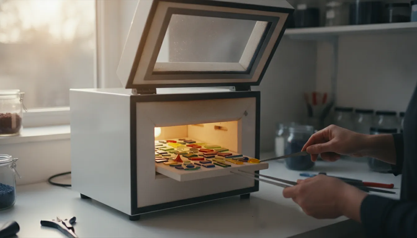 Small kiln for glass fusing in a home art studio