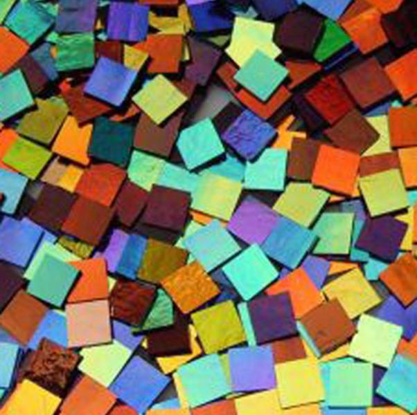 1/2 x 1/2 CBS Dichroic Solid Color Squares on 2mm Thin Glass. Mixed Lot of 20 Squares Per Pack. COE90