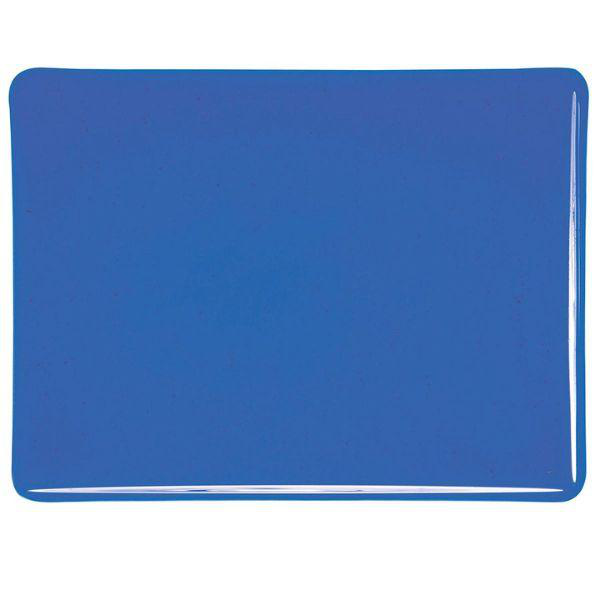 CBS Dichroic Coating Rainbow 1 on Bullseye Deep Royal Blue Transparent, Thin-rolled, 2mm COE90