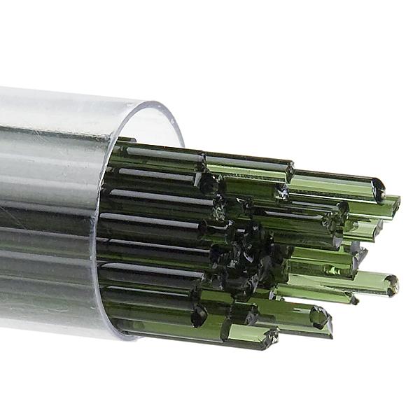 Bullseye Glass Stringers Olive Green Transparent COE90