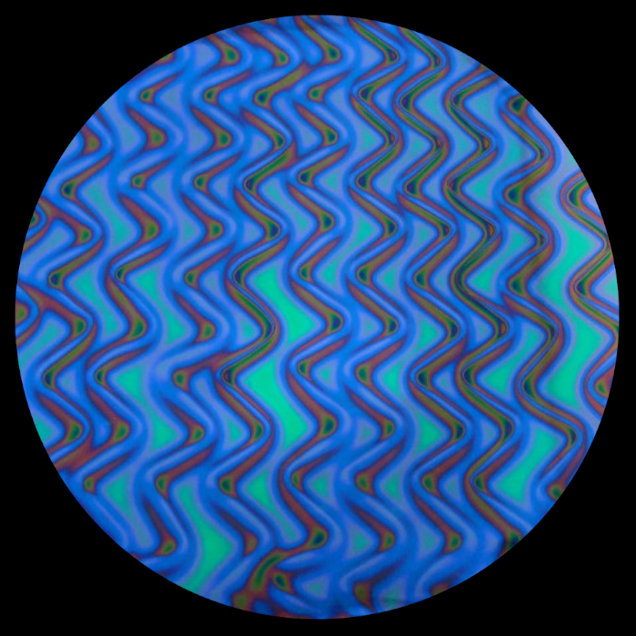 CBS Dichroic Coating Aqua Twizzle Pattern on Thin Black  Glass COE96