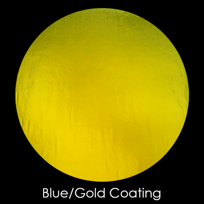 CBS Dichroic Coating Blue/ Gold Twizzle Pattern on Thin Black Glass COE90