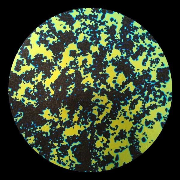 CBS Dichroic Coating Blue/ Gold Splatter Pattern on Thin Black Glass COE90