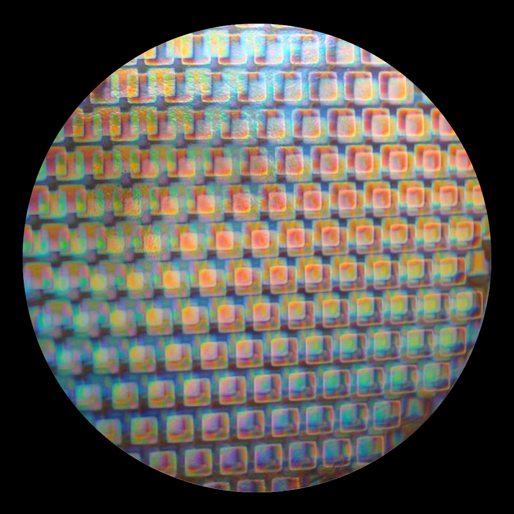 CBS Dichroic Coating Boxes 2 Pattern on Thin Clear Glass COE90