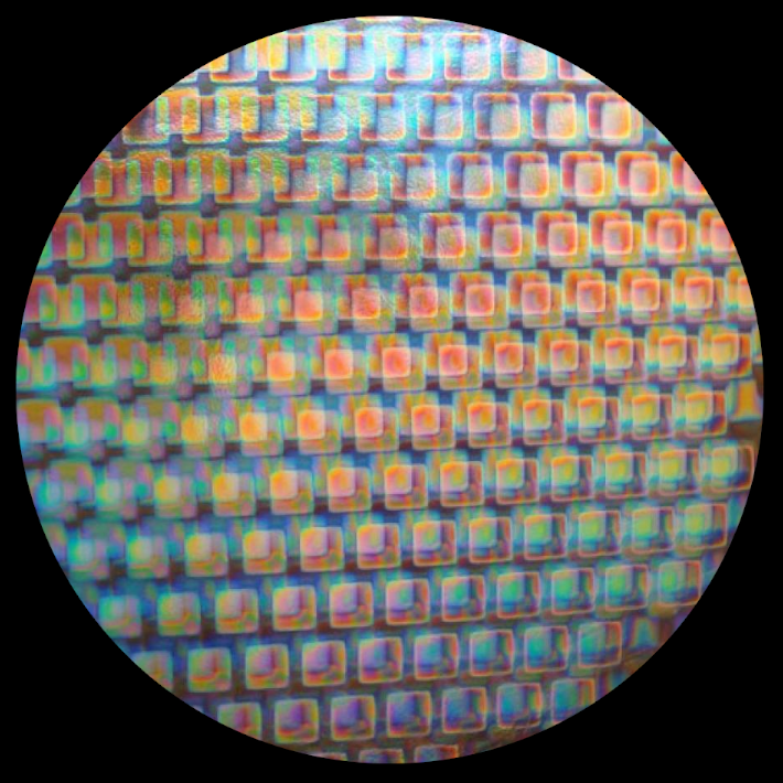 CBS Dichroic Coating Crinklized Boxes 2 Pattern on Thin Black Glass COE90