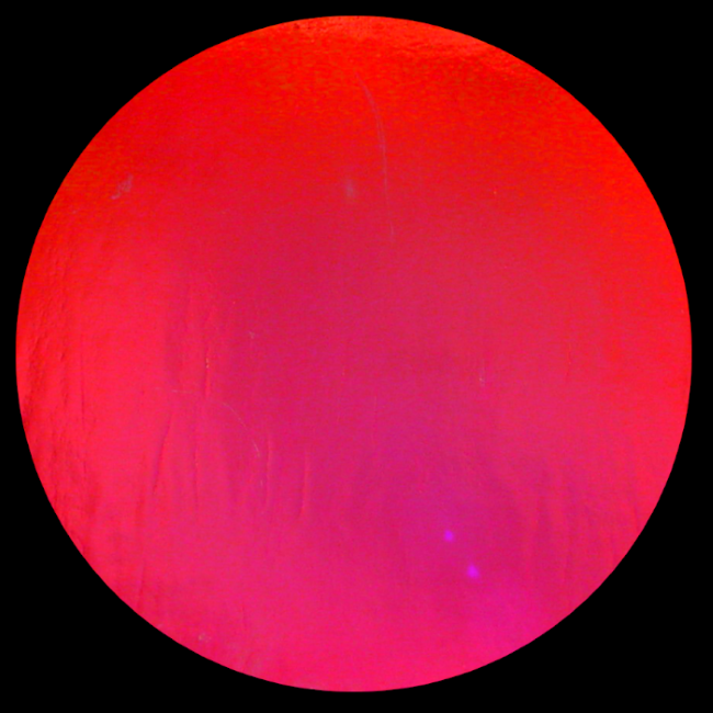 CBS Dichroic Coating Crinklized Candy Apple Red on Thin Clear  COE96