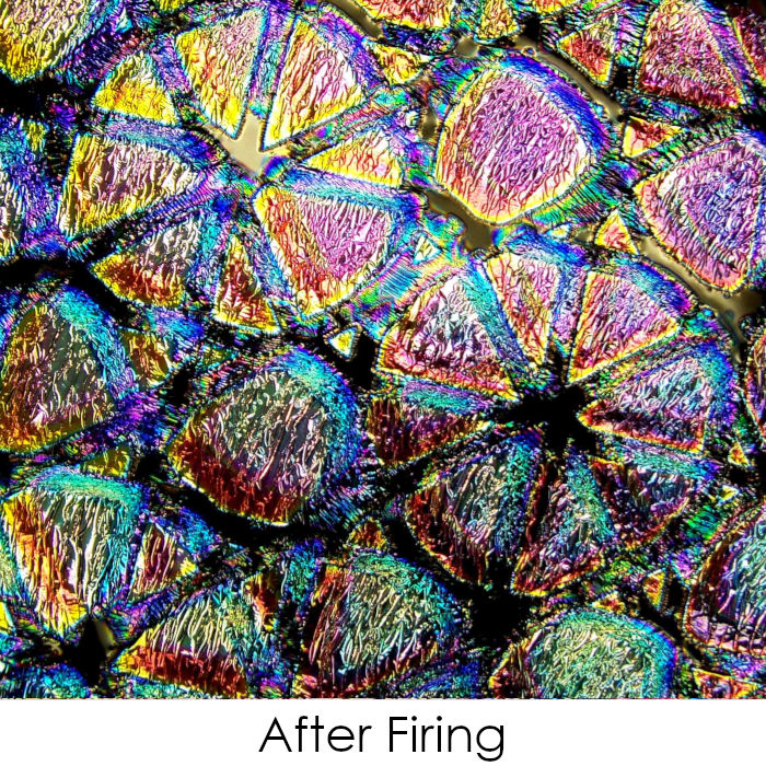 CBS Dichroic Coating Crinklized Mixture Geodesic Pattern on Thin Clear Glass COE90