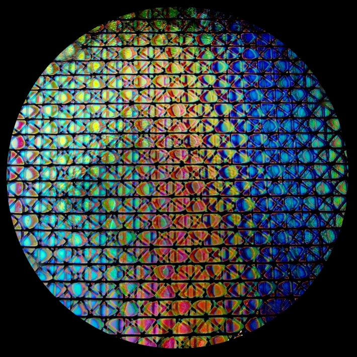 CBS Dichroic Coating Crinklized Mixture Geodesic Pattern on Thin Clear  Glass COE96