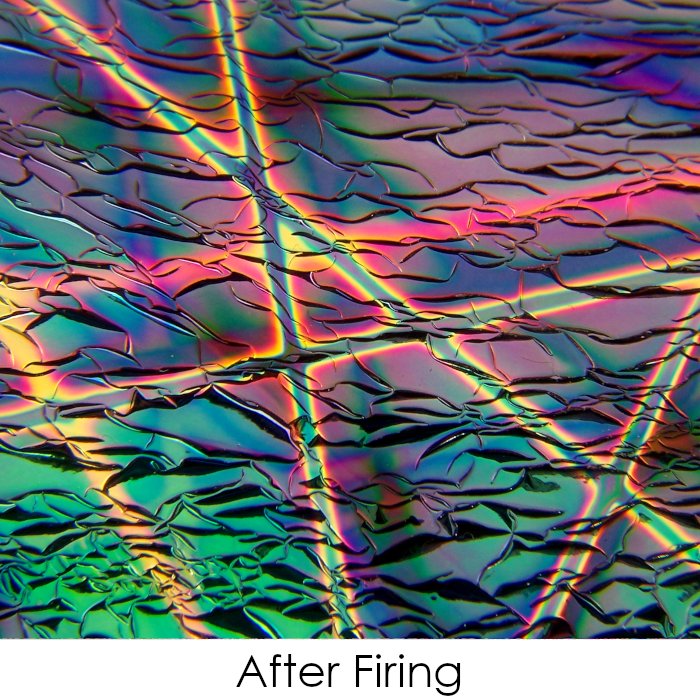 CBS Dichroic Coating Crinklized Mixture Pixie Stix Pattern on Thin Clear Glass COE90
