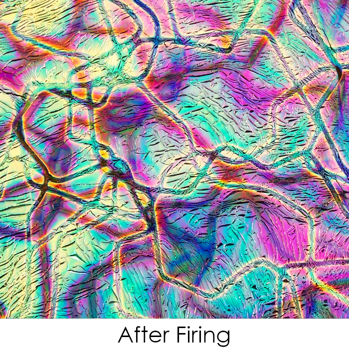 CBS Dichroic Coating Crinklized Mixture Reptilian Pattern on Thin Black Glass COE90