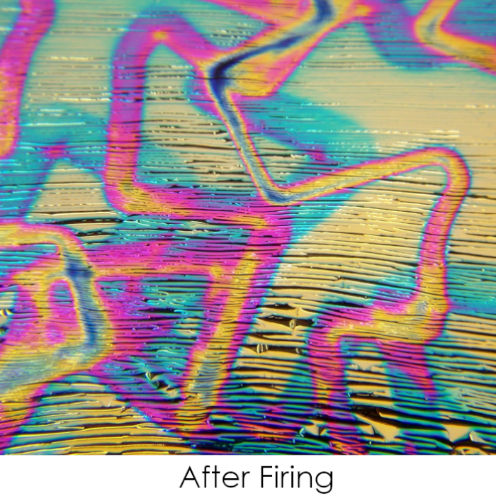 CBS Dichroic Coating Crinklized Rainbow 2 Fusion Pattern on Thin Black  Glass COE96