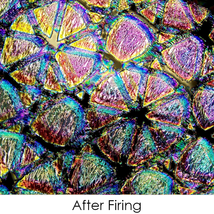 CBS Dichroic Coating Crinklized Rainbow Geodesic Pattern on Thin Black  Glass COE96