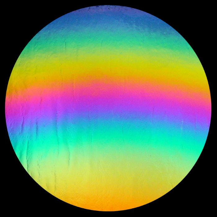 CBS Dichroic Coating Crinklized Splinter Rainbow on Thin Black Glass COE90