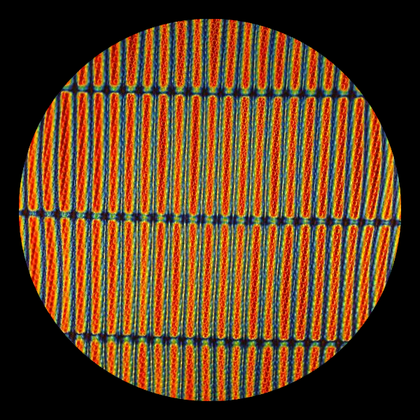 CBS Dichroic Coating Cyan/ Dark Dark Red 3/4 Stripes Pattern on Black Radium Glass COE90