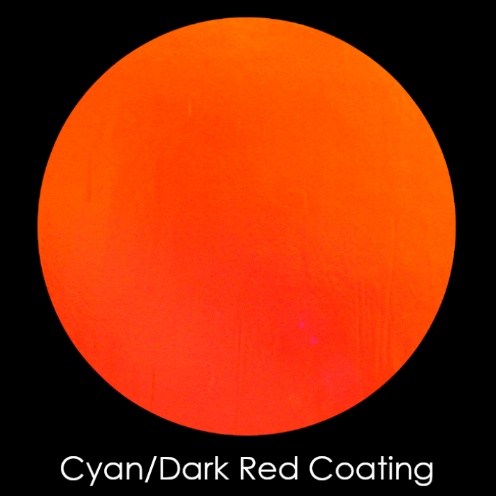 CBS Dichroic Coating Cyan/ Dark Red on Clear Herringbone Ripple Glass COE90