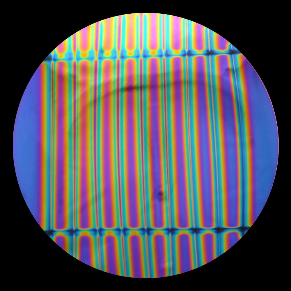 CBS Dichroic Coating Green/ Magenta Blue 1.5 Stripes Pattern on Thin Black Glass COE90