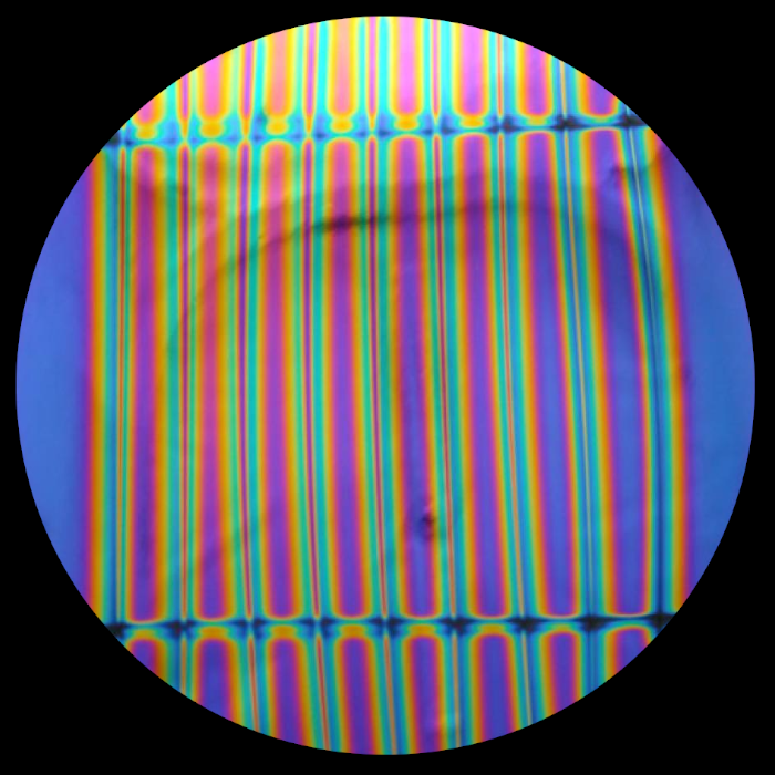 CBS Dichroic Coating Green/ Magenta Blue 1.5 Stripes Pattern on Thin Black  Glass COE96