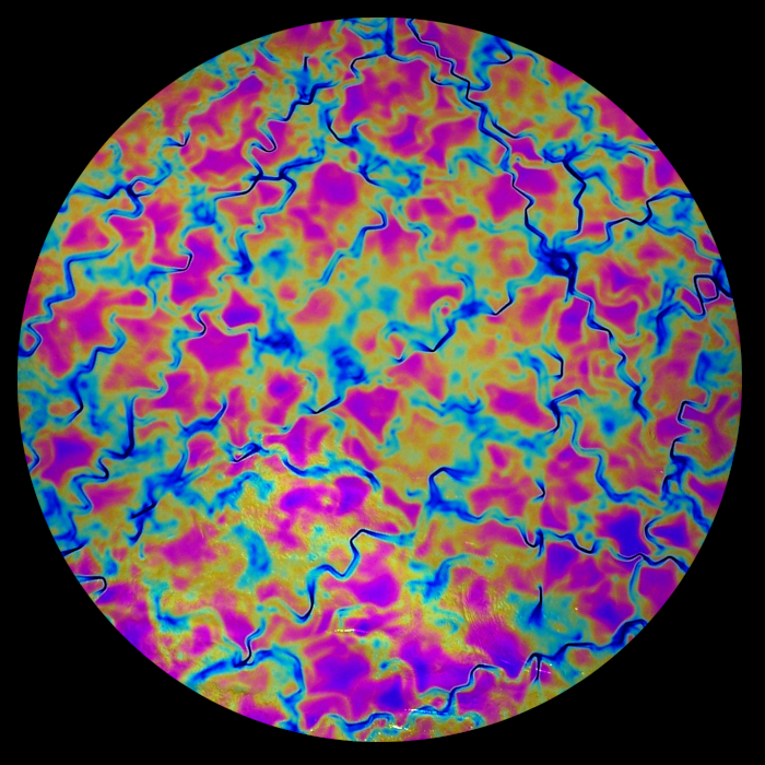 CBS Dichroic Coating Green/ Magenta Blue Fusion Pattern on Thin Black  Glass COE96