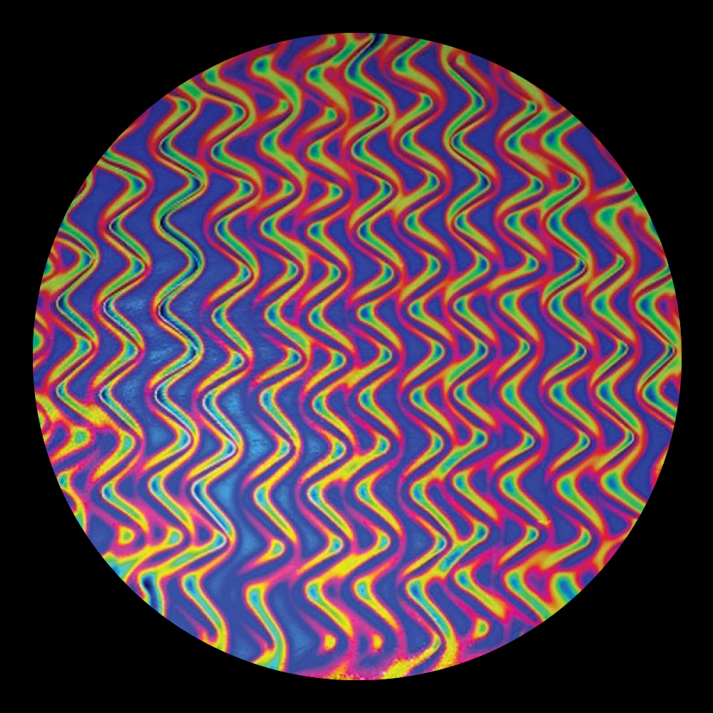 CBS Dichroic Coating Green/ Magenta Blue Twizzle Pattern on Thin Black Glass COE90