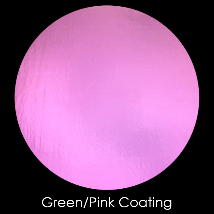 CBS Dichroic Coating Green/ Pink on Wissmach Thin Clear Florentine Textured Glass COE90