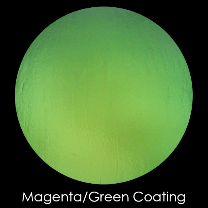 CBS Dichroic Coating Magenta/ Green Twizzle Pattern on Thin Black Glass COE90