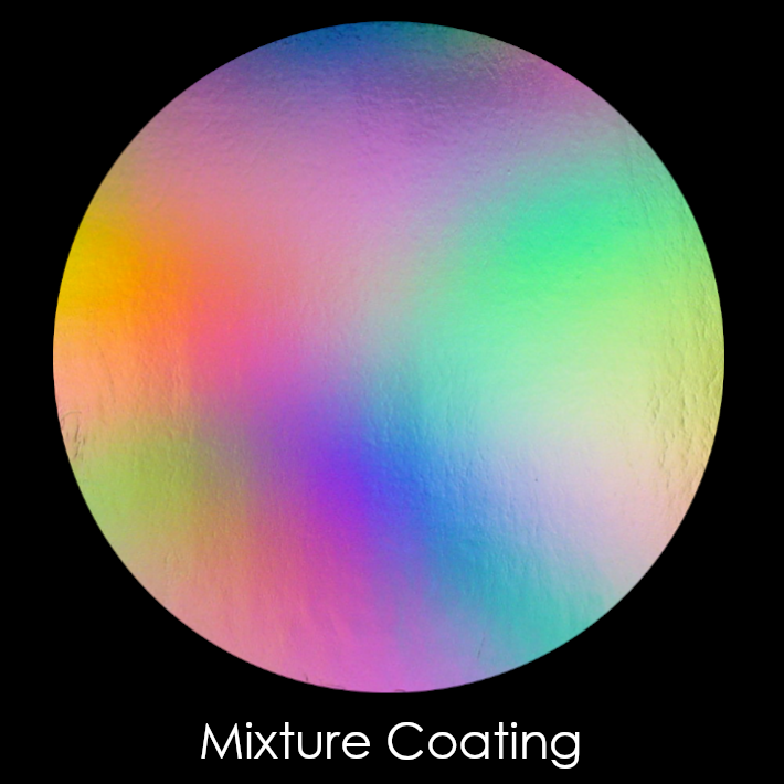 CBS Dichroic Coating Mixture Pixie Stix Pattern on Bullseye Mardi Gras Glass COE90