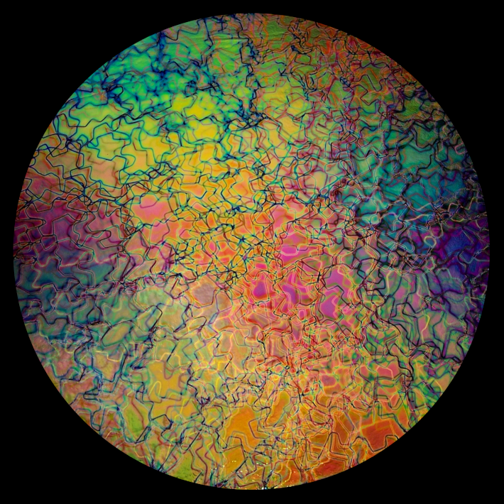 CBS Dichroic Coating Mixture Fusion Pattern on Thin Black Glass COE90