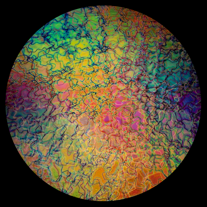 CBS Dichroic Coating Mixture Fusion with Stell Strips Pattern Glass COE90