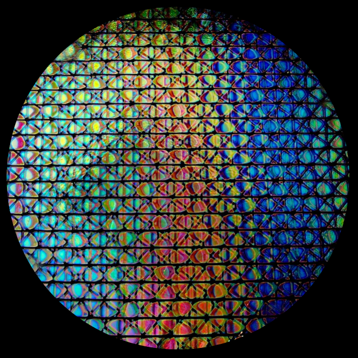 CBS Dichroic Coating Mixture Geodesic Pattern on Thin Black Glass COE90